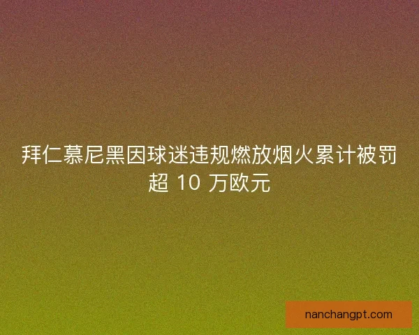 拜仁慕尼黑因球迷违规燃放烟火累计被罚超 10 万欧元